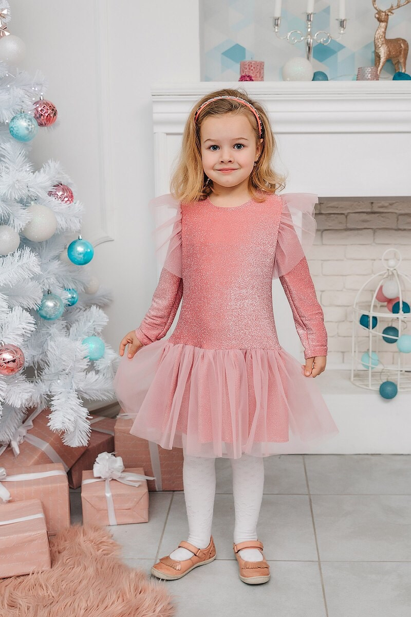 Плаття для дівчинки ошатне "Каріна" рожеве, фото 1