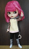Шарнирная кукла Блайз blythe, розовое каре + 10 пар кистей, специальная одежда и обувь