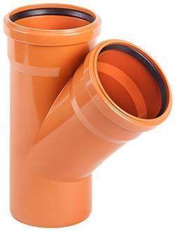 Трійник ПВХ d 250х250 /45°, рівнопрохідний, для зовнішньої безнапірної каналізації, фото 1