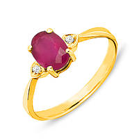 Золотое кольцо с рубином и бриллиантами 0,03 карат