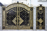 Элитные кованые ворота с калиткой, код: 01097
