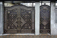 Элитные кованые ворота с калиткой, код: 01098
