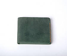 Шкіряний жіночий маленькій гаманець ручної роботи з натуральної шкіри Gomin зелений, фото 3