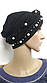 Чалма шапка однотонна з намистинками і косою чорна, фото 3