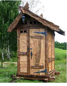 Туалет дерев'яний, душові кабіни