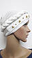 Ошатна шапка біла чалма з косою прикрашена намистинами, фото 4