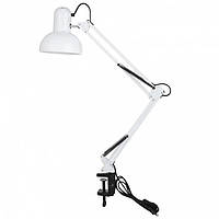 Настільна лампа на струбцині з кріпленням на стіл, колір білий