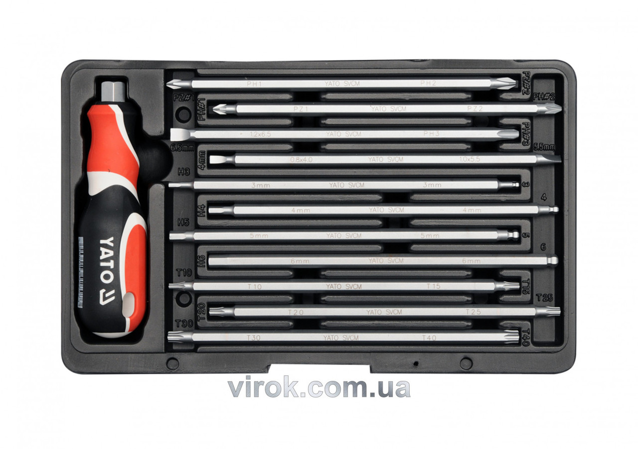 Набір отверточних насадок з держателем YATO 12 шт YT-2797