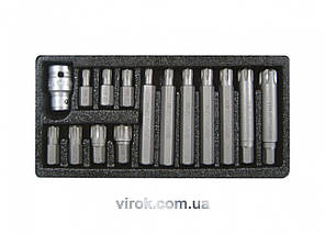 Набір насадок отверточних YATO RIBE М6-14 з перехідником 1/2" 15 шт YT-0419