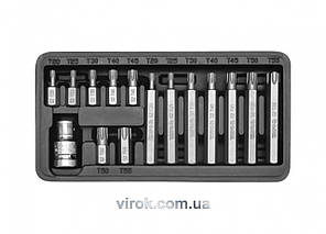 Набір насадок отверточних YATO ТОRХ T20-50 з перехідником 1/2" 15 шт YT-0411