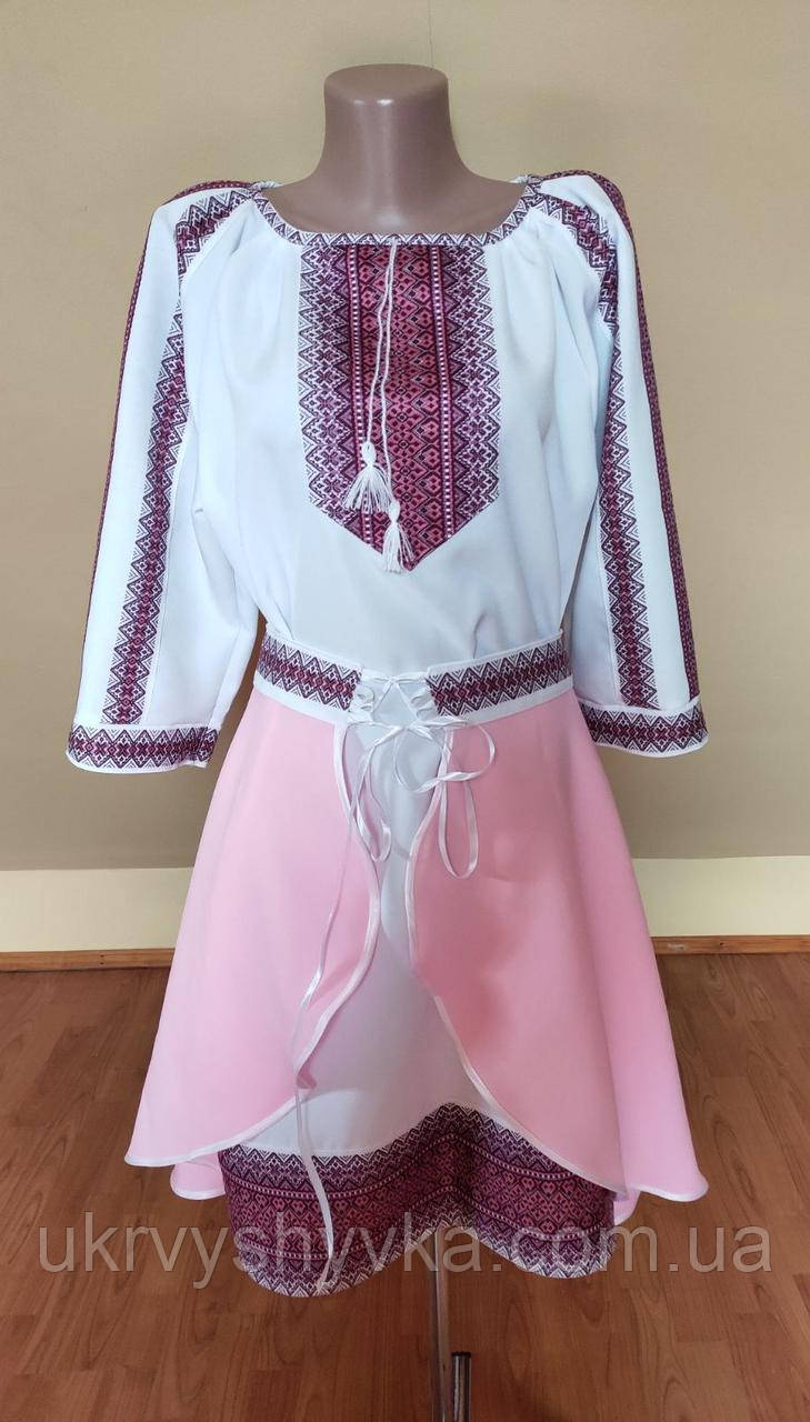 Костюм з вишивкою "Етнічний" рожевий, фото 1