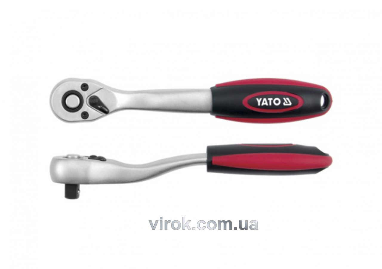 Тріскачка 3/8" з вигнутою ручкою YATO 205 мм 72 зубця YT-0320