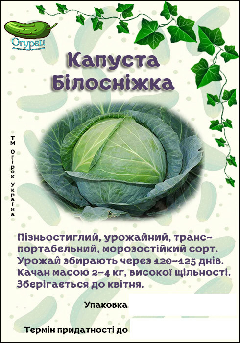 Капуста Білосніжка білокачанна (ОГ)