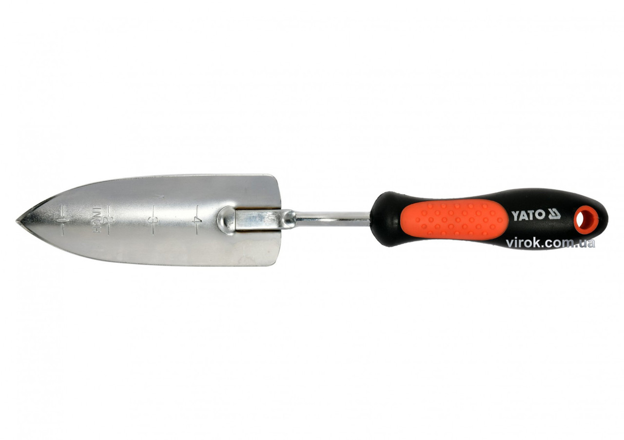 Лопатка посадкова, вузька, хромована, ергономічна ручка YATO 340 мм YT-8885 - фото 2 - id-p1103250428
