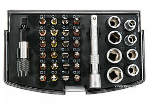 Набір насадок отверточних і головок торцевих YATO 1/4" з тримачем і подовжувачем 34 шт YT-04623