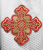 Крест вышитый для облачений Хрест для церковного облачення великий 24 х 24 см червоний з золотом