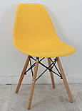 Стілець із пластику Nik - N (Нік Н) EAMES CHAIR жовтий 12 на дерев'яних ніжках, фото 3
