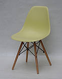 Стілець із пластику Nik (Нік) EAMES CHAIR жовтий 15 на дерев'яних ніжках, фото 4