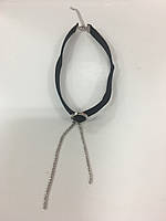 Чокер кольє сріблясте з емаллю на оксамитовому чорному шнурку Arpels