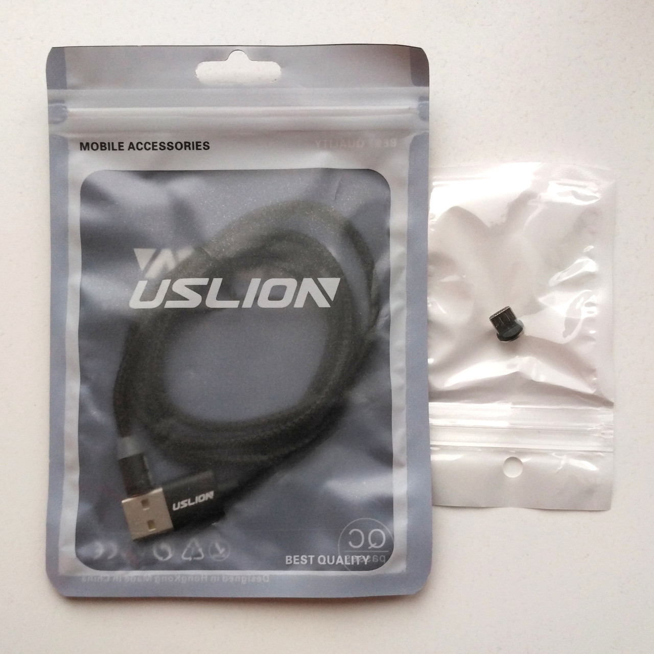 Магнитная зарядка USLION магнитный кабель с подсветкой 1м 2 шт+коннектор 4 шт Micro USB (для андроид)/USB 2A - фото 5 - id-p1076199209