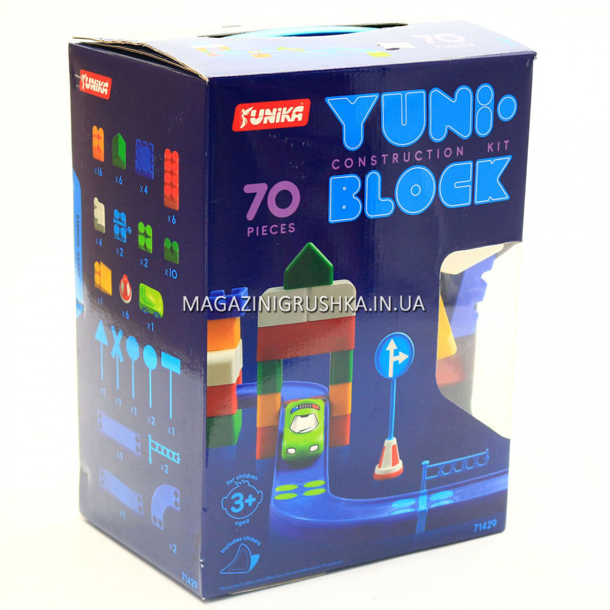Конструктор Юніка «YUNI-BLOK» великі деталі - 70 шт (машинка) (71429)