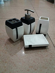 Набір аксесуарів для ванної Zeppelin BISK (Польща): дозатор, підставка для зубних щіток, стакан, мильниця