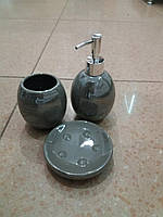 Набор аксессуаров для ванной комнаты (цвет - хаки перламутр), 3 предмета