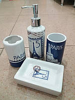 Набор аксессуаров для ванной Париж: дозатор, подставка для зубных щеток, стакан, мыльница