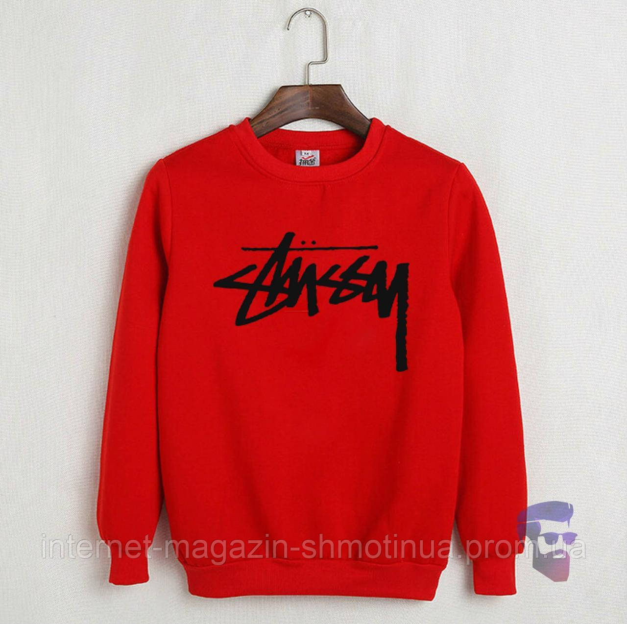 Спортивна кофта Stussy, Стусси, світшот, трикотаж, чоловічий, червоного кольору, XS