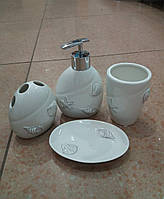 Набор аксессуаров для ванной BEACH BISK (Польша): дозатор, подставка для зубных щеток, стакан, мыльница