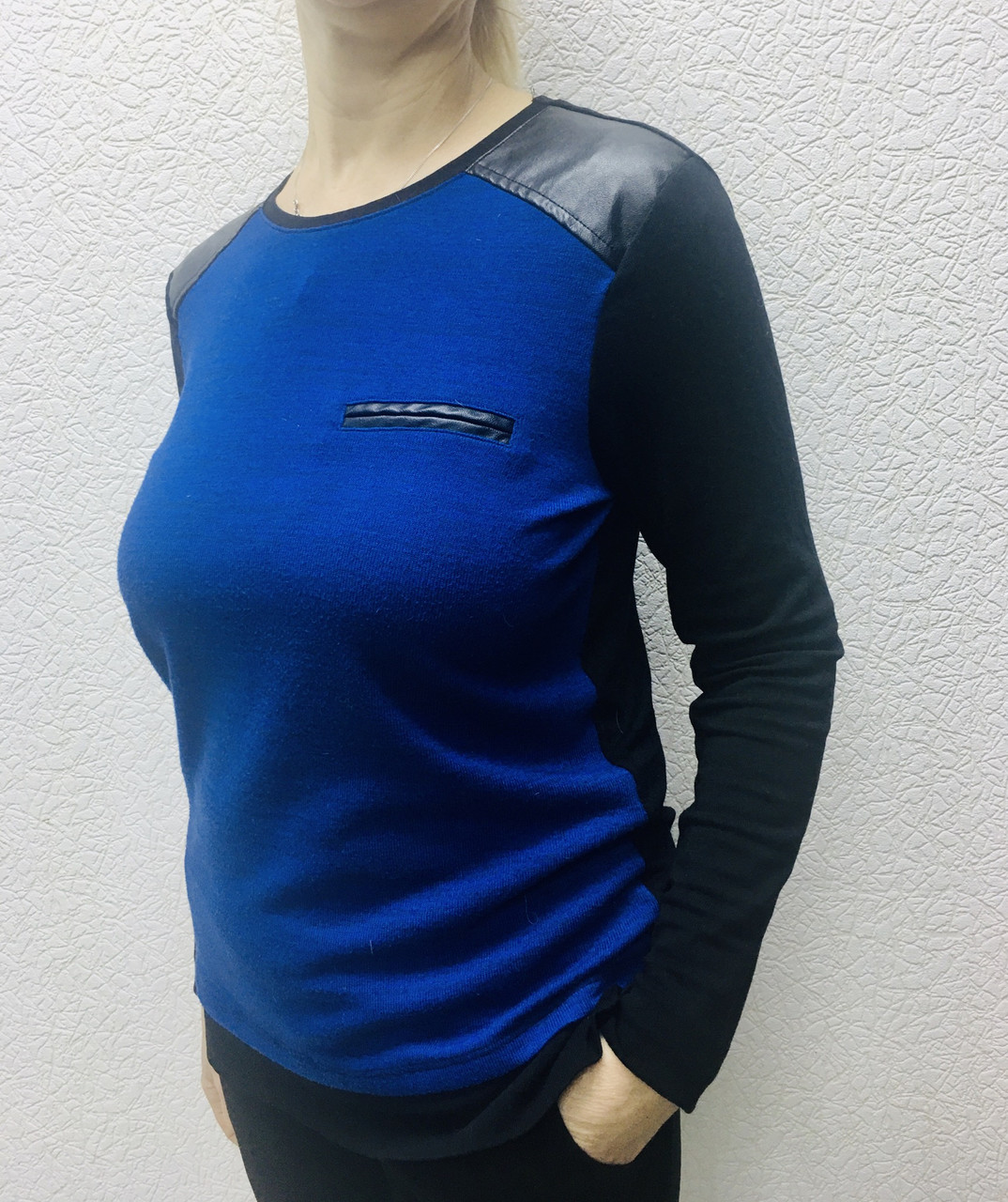 Джемпер жіночий темно-синій подовжений Viola, фото 1