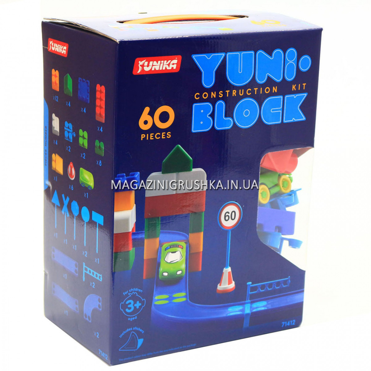Конструктор Юніка «YUNI-BLOK» великі деталі - 60 шт (машинка) (71412)