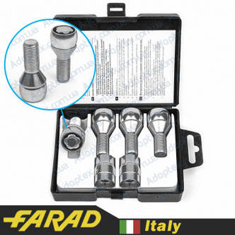 FARAD FLOWERLOCK ⁇ Болти секретки М14х1.25х28 Конус Обертове кільце Ключ 17 (2 ключі), фото 1