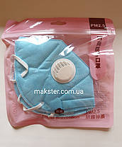 Маска респіратор KN95 з клапаном 2 шт., фото 6