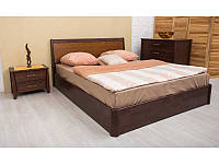 Ліжко дерев'яне СІТІ з інтарсією з підіймальною рамою ТМ Олімп