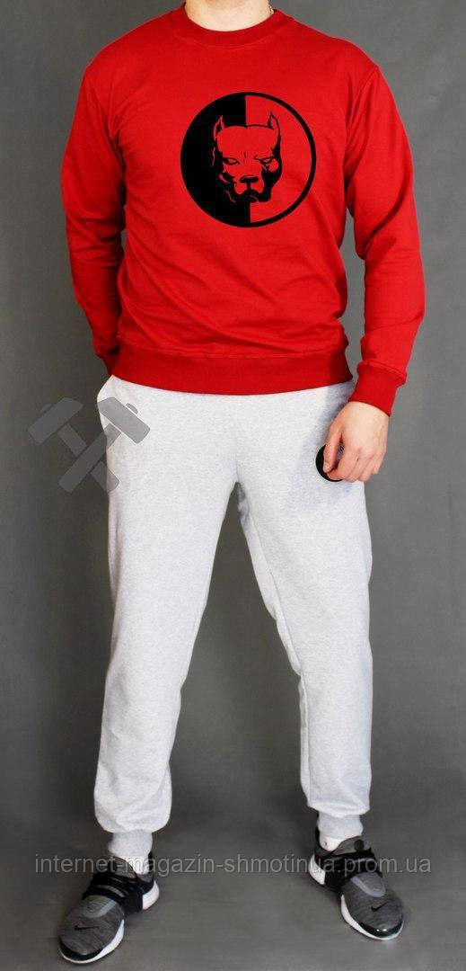 Чоловічий спортивний костюм Staff червоний з сірим (люкс) XS