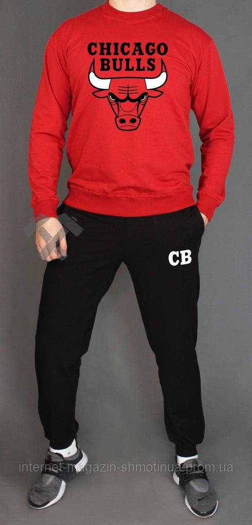 Чоловічий спортивний костюм Chicago Bulls червоний з чорним (люкс) XS