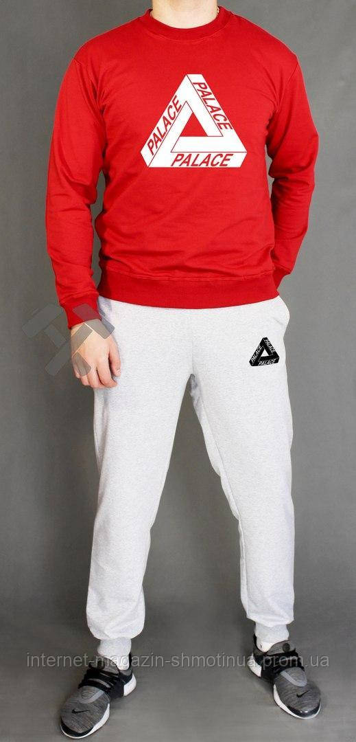 Чоловічий спортивний костюм Palace червоний з сірим (люкс) XS