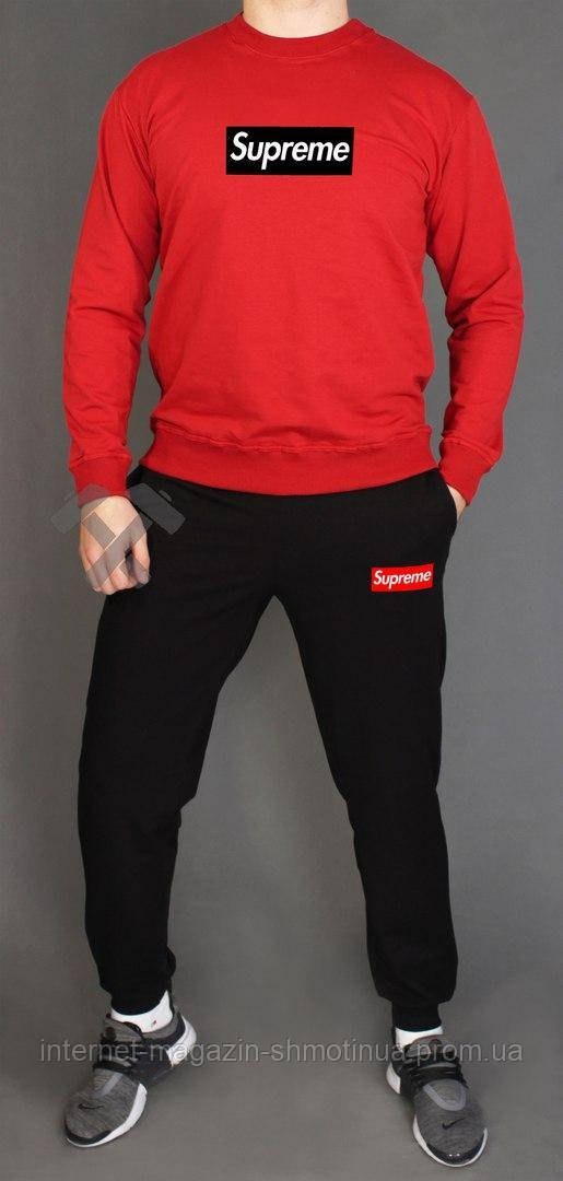 Чоловічий спортивний костюм Supreme, чорний з червоним (люкс) XS