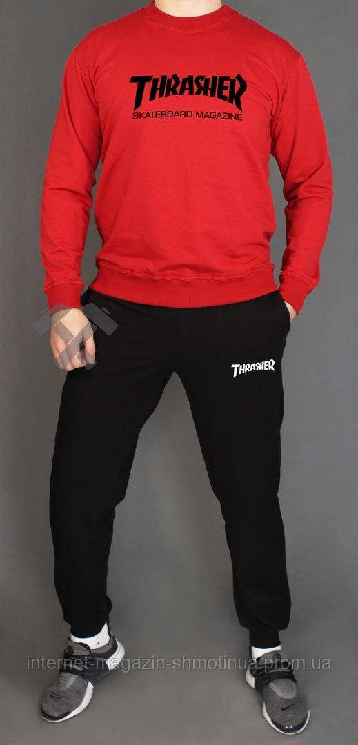 Чоловічий спортивний костюм Thrasher чорний з червоним (люкс) XS