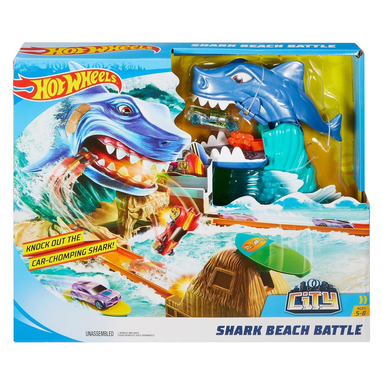 Трек Хот Вілс Схоплення з акулою Hot Wheels City Shark Beach Battle Play Set FNB21