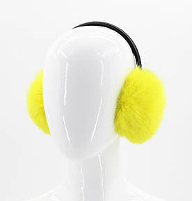 Навушники з регулятором M&JJ Натуральне хутро Жовтий 22046