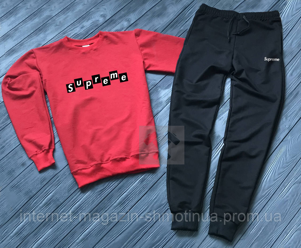 Спортивний костюм Supreme червоного і чорного кольору (люкс) XS