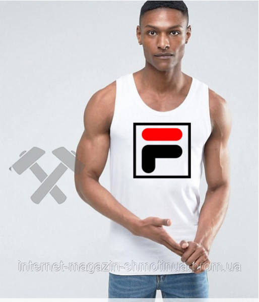 Мужская летняя майка Фила, майка Fila хлопковая брендовая, S белая (ID ...