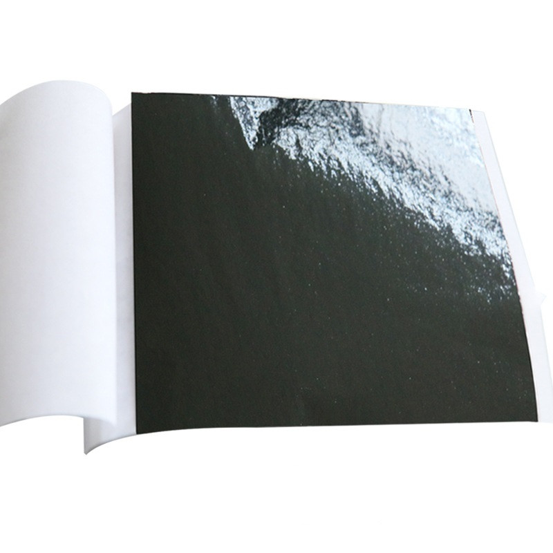 Поталь кольорова в аркушах (фольга для декорування), Чорна, 8*8,5 см, 50 аркушів, фото 1