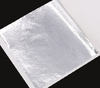 Поталь кольорова в аркушах (фольга для декорування), Срібло, 8*8,5 см, 50 аркушів, фото 1