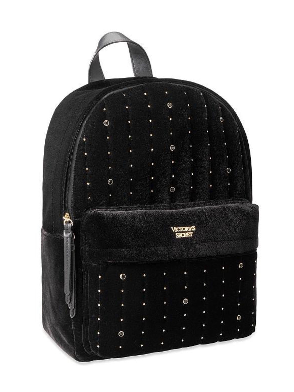 Victoria's Secret Рюкзак Большой Бархатный Velvet Stud City Backpack, Черный - фото 2 - id-p1103467144