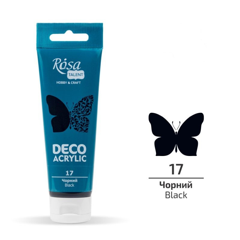 Акрил для декору чорний матовий 75 мл Rosa Talent, 322217, фото 1