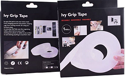 Багаторазовий двосторонній скотч Ivy Grip Tape 1 м, нанострічка прозора 5 м