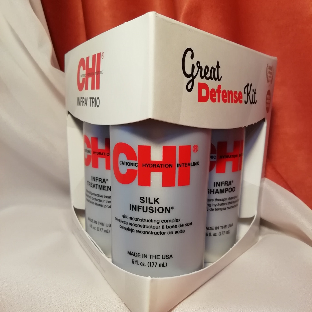 Набір CHI Infra /шампунь 177+кондиціонер 177+ шовк 177/ Great Defense, фото 1